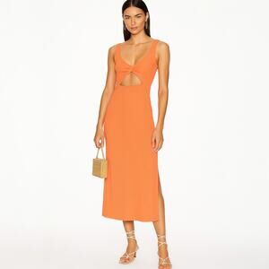 NEW LSpace Nico Orange Rib Knit Sleeveless Camisole Maxi Bodycon Tank Dress M